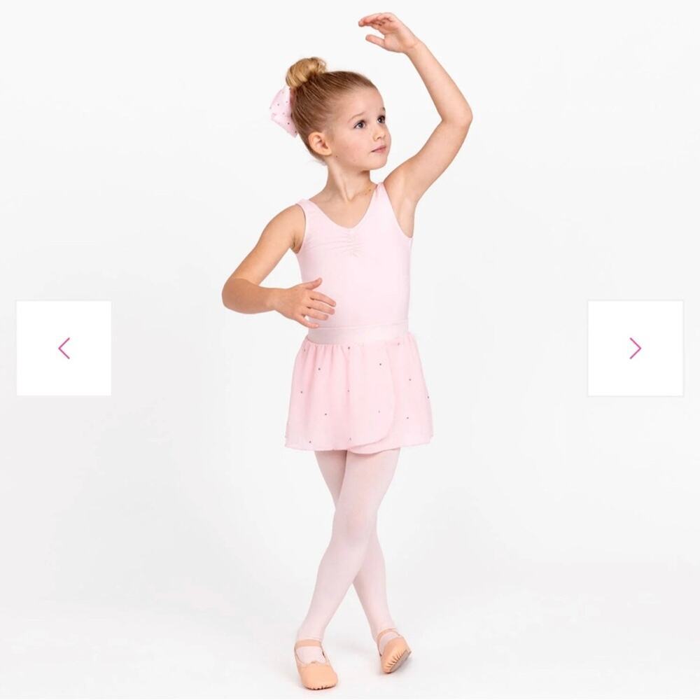FREESTYLE DANSKIN Tank Leotard Sheer Skirt Pink Girl’s Size 6X